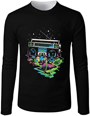 XXBR Мъжка Тениска с дълъг ръкав, Есенна Приталенная тениска със Забавна радио-Космически принтом, Тениски с