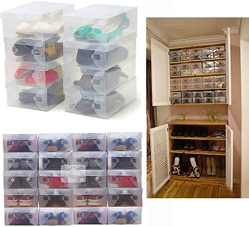Anncus Продава 10 бр. Прозрачни Пластмасови Кутии За Съхранение на Обувки Сгъваем Калъф За Обувки Притежателя