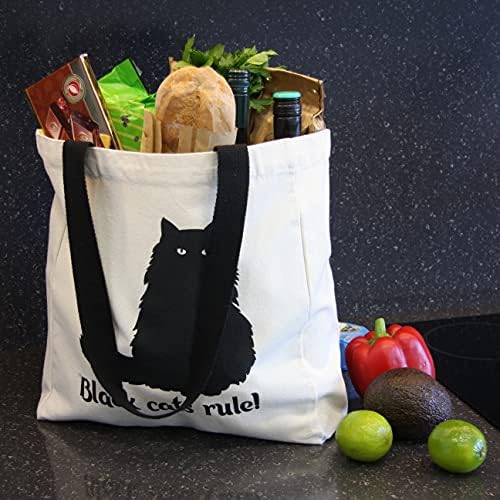 Холщовая чанта-тоут Miller & Max за жени, Мъже, Памук, Сладък принт под формата на котка, Здрав дизайн,
