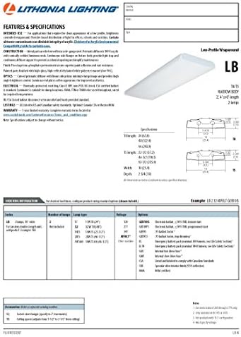 Lithonia Lighting LB 2 32 мВольт GEB10IS 2-Клиенти Люминесцентный лампа 32 Вата Т8 с нисък профил, търговска,