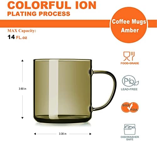 Чаени чаши от тъмно стъкло LUX (комплект от 4 броя) -14 грама, Кафе чаши от цветно стъкло, чаша за пиене, без