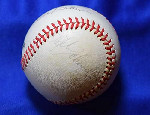Пийт Роуз Майк Шмид Стив Карлтън Автограф ДНК PSA Фини Подписан от Националната лига Бейзбол