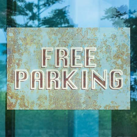 CGSignLab | Безплатен паркинг -Илюзорен Состаренный синьо Перваза на прозореца | 27 x 18