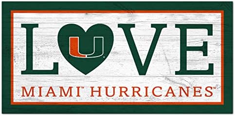 Фен Creations NCAA Miami Hurricanes Знак на любов на Университета на Маями Унисекс, Цветовете на отбора, 6 x