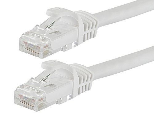 Пач-кабел Monoprice Flexboot Cat6 Ethernet - Мрежов интернет-кабел - RJ-45, Блокирани, 550 Mhz, UTP, Чисти гола носа и горната част на Меден проводник, 24AWG, 7 фута, Бял