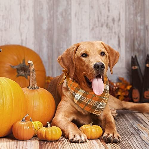 YUJUN 2 опаковки Есенна Кърпа за кучета в Деня на Благодарността, есенна Клетчатая Двупластова Плат, Задни Триъгълни Престилки, Шал, Аксесоари за домашни любимци в Ден