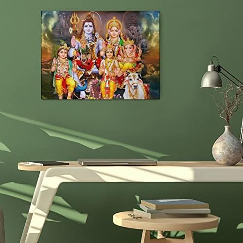 Карън Макс Шива Парвати, Ганеша, Индийското Изкуство Статуя на Хиндуисткия Бог Платно Картина Религиозен Плакат