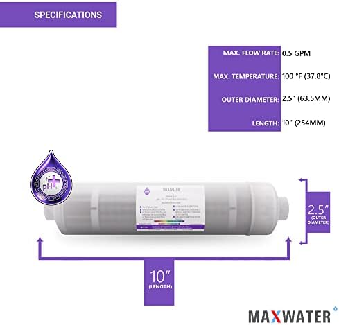 (2 опаковки) Ph + Алкална, минерален, далечен инфрачервен филтър за вода 5 в 1 Max, съвместим с повечето системи