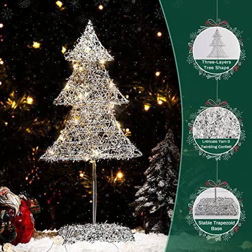 Roylvan Настолна Лампа под формата на коледни Елхи, 15 Коледна Настолна лампа на Батерии, Коледни Гирлянди,