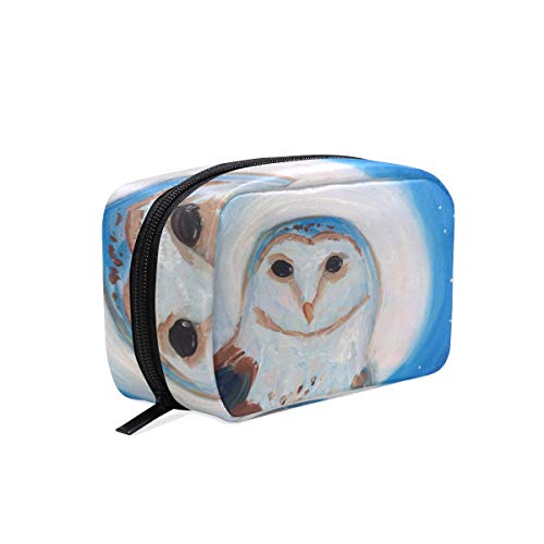 Чанта за грим Unicey Moonlight Owl Преносима Косметичка-Тоут, Козметичен Органайзер за Пътуване, Чанта за Тоалетни
