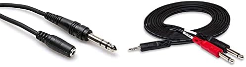 Hosa MHE-310 TRS 3.5mm (женски) до 1/4 TRS (мъжки) Кабел-адаптер за слушалки, 10 Фута Черен цвят