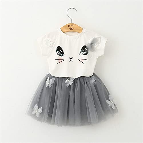 Xbgqasu/Рокля-пакет за малки момичета, тениска с къси ръкави и сладък Котка за малко момиче, Топове, Поли, 2