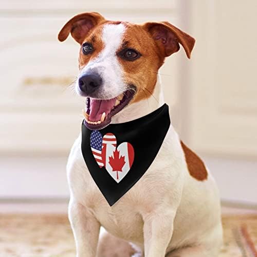 Канада Американски Флаг С Изображение На Сърце, Кърпи За Кучета, Шал За Домашни Любимци, Триъгълни Престилки,