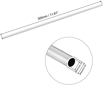 uxcell 6063 Алуминиева Кръгла Тръба 4 mm OD 3 мм Вътрешен Диаметър 300 мм Дължина на Тръбата на Тръбопровода