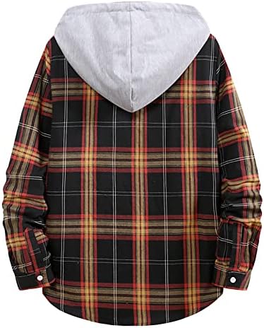 WOCACHI/ Мъжки Ризи в клетка с качулка, Ежедневни Леки Блузи с дълъг ръкав, Есенно-Зимните Модни Фланелен Ризи