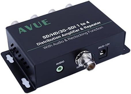 Разпределителен ретранслатор AVUE 3G-SDI/HD-SDI/SDI 1x4 дървен материал с функция за повторно синхронизиране,