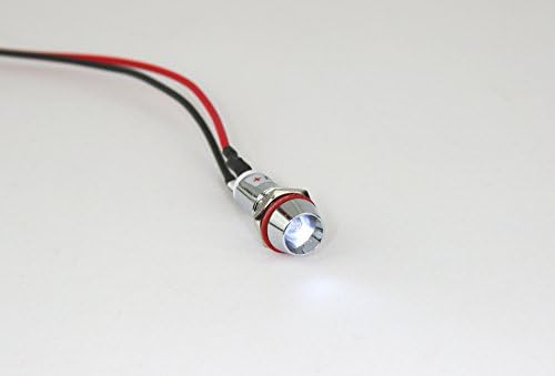 Контролни лампи на 12 Волта за постоянен ток, Контролната лампа на лентата 10 мм с косичкой кабели - Бял светодиод,