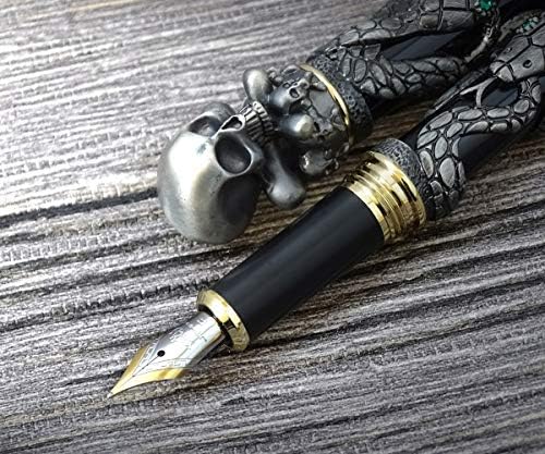 Писалка Jinhao Black Snake, тънка писалка с черепа, едно парче метал