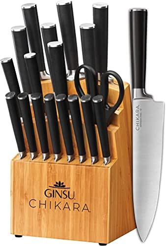 Комплект бамбукови ножове Ginsu Chikara от 19 теми, черен