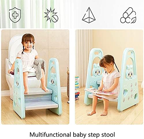 Детска стремянка, Столче за повдигане на бебето по 2 стъпала с подлакътник за миене на ръце в Тоалетната, Ниско