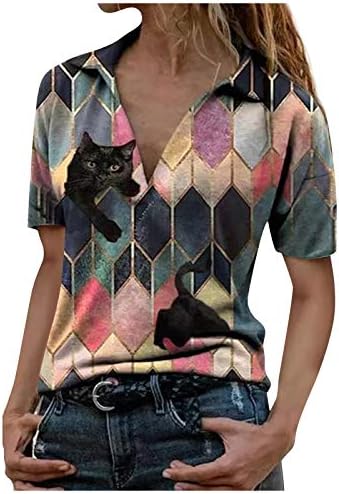 Модерни Ежедневни Ризи с Къс Ръкав за Жени с Кръгло Деколте, Модни Летни Блузи Големи Размери С Дышащим Принтом