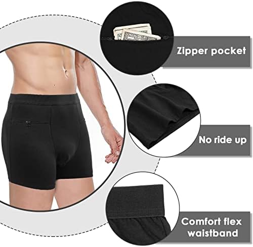 Мъжки слипове-боксерки ANLINKSHINE с, на ръка, джоб, бельо за пътуване, на ръка, с преден джоб (черни) - 2 опаковки