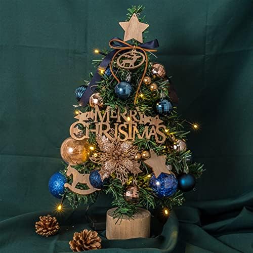 Aetygh 18-Инчов Мини Коледно Дърво, Мини-Коледна Елха с led светлини и Декорации, Лък на Върха на Коледната