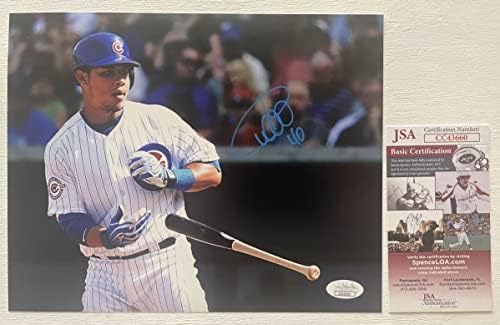 Уилсън Контрерас Подписа Гланцирана снимка с Размер 8x10 с автограф Chicago Cubs Удостоверяване JSA