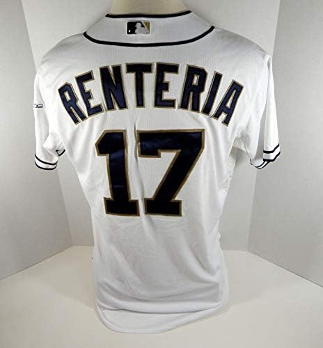 2012 San Diego Padres Рик Renteria 17 Използван в играта Бяла риза - Използваните в играта тениски MLB