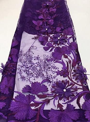 Лейси тъкани от Тюл с бродерия на цветя Amibric 3 Африканска лейси Плат за Сватбена рокля Дантела и Плат за