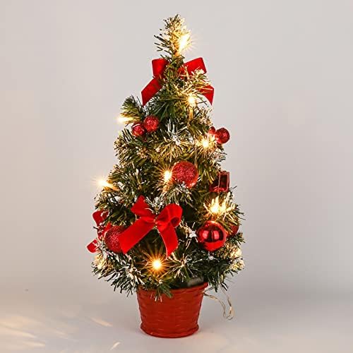 40 см Настолна Коледно Дърво Мини Бор, Натъртвания, Изкуствена Коледна Елха за Десктоп партита, Декорация, Случаен