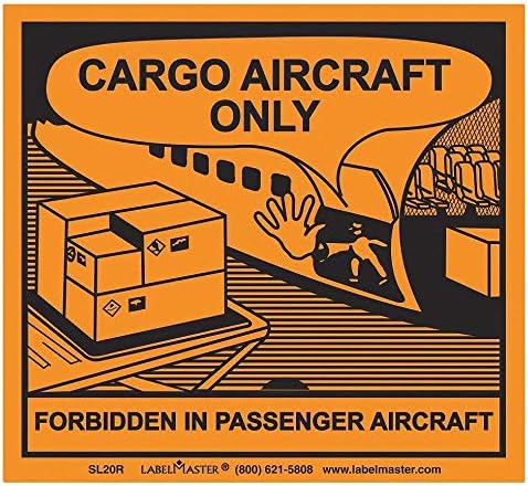Табела с точка при обръщение: Товарни самолети са Забранени само на пътнически самолети, 4 3/4 върху етикета