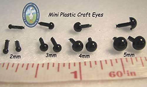 24 Двойки Черни Мини-пластмасови пъпки за бродерия (2 мм)