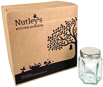 Шестиугольные стъклени буркани Nutley's обем 110 мл със сребърни капаци (опаковка от 6 броя)