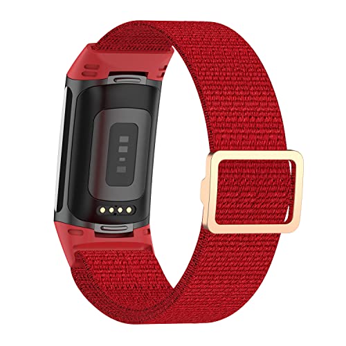 Еластичен ремък за часа eiEuuk, Съвместим с smart часовника Fitbit Charge 5, Дишаща Найлонова Петлевая Плат,