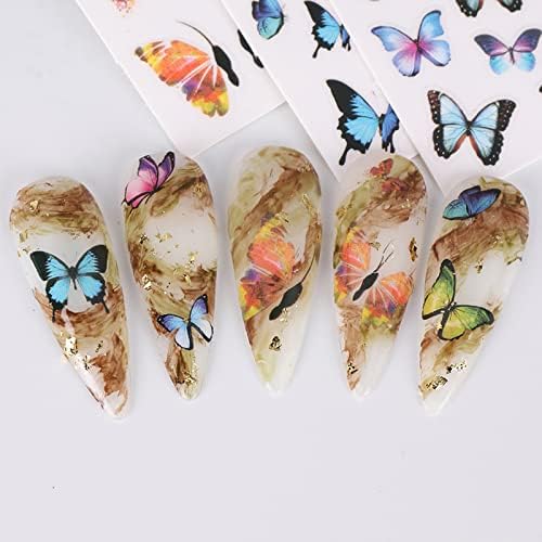12 Листа Цветни Стикери за Дизайн на ноктите с Пеперуди, 3D Самозалепващи Стикери За нокти, Дизайн на Пеперуди,