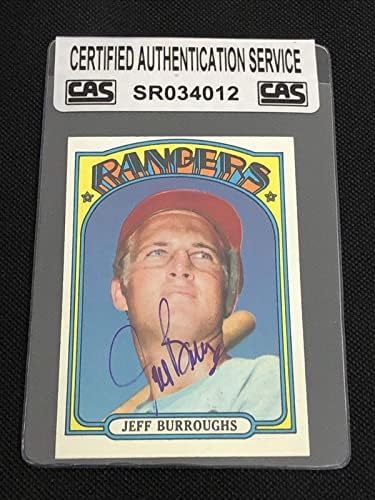 Джеф Бъроуз 1972 Нов Topps Подписа Картичка с Автограф Rangers Cas Authentic - Бейзболни Картички с автограф