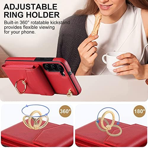 Чанта-портфейл с панти капак за телефон, Съвместим с Samsung Galaxy S23 Plus, една Чанта-портфейл с отделения