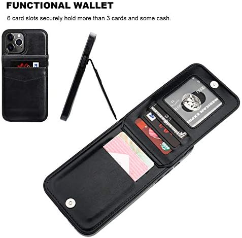 KIHUWEY е Съвместим с калъф iPhone 12 Pro Max, Чантата с притежател на кредитна карта, стойка от висококачествена