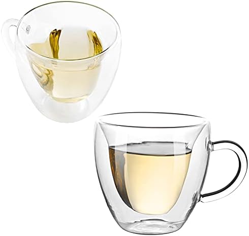 Чаши за кафе или Чай чаши от стъкло с двойни стени CNDota във формата на сърце, 8 мл, Прозрачни, Уникални и
