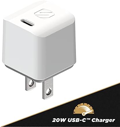 SCOSCHE HPDC20WT-SP Бързо Зарядно Устройство PowerVolt 20W Mini Cube, USB-C, Стенен адаптер за телефони, 4 пъти