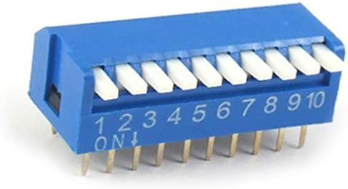 Нов Lon0167 10-цифрен DIP-превключвател тип пиано с по стъпка 2.54 мм Синьо 10ШТ (10-цифрен DIP-превключвател