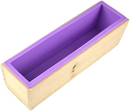 Силиконова форма за сапун Serdokntbig Гъвкава Правоъгълна с Дървена Кутия за приготвяне на Домашен сапун на