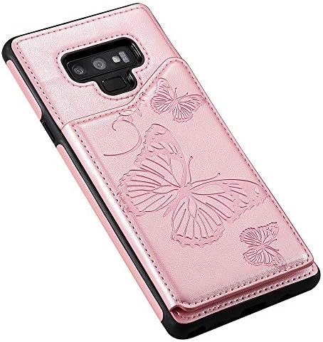 MEUPZZK за Samsung Galaxy Note 9 Чанта-портфейл с държач за карти, тисненая пеперуда от изкуствена кожа premium