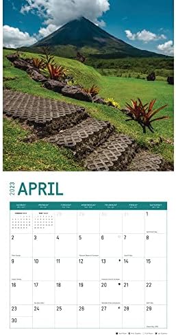 Стенен Календар Коста-Рика 2023 година с участието на Ярка Ден, 12x12 Инча, Снимка на Красиво и Живописно Тропически