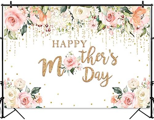 Mocsicka Щастлив Фон Ден на майката Розово Цвете Златен Фон Ден на Майката Обичам Подаръци За мама Декорация