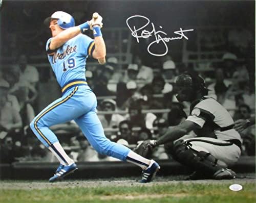Робин Йоунт КОПИТО С автограф 16x20 Снимка Milwaukee Brewers JSA - Снимки на MLB с автограф