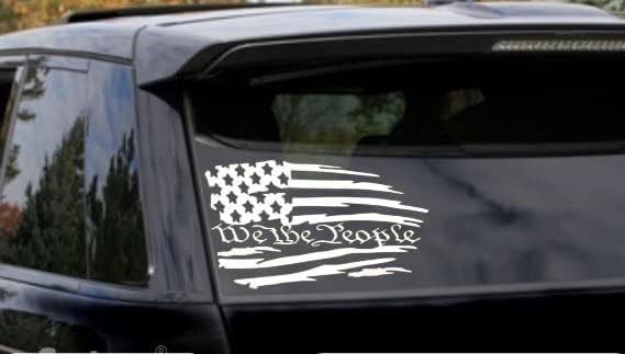 AWSOMEPRODUCTS - We The People Extra Дрипави американския флаг 1-ва поправка, Цвят: Бял / Ч (8 x 4.5 инча) -