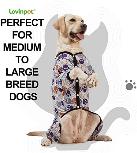 LovinPet Гащеризони за кучета от Големи породи - Пижами за кучета, Лека Еластична Плат, Риза с дълги ръкави