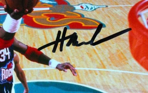 Хаким Оладжувон Хюстън Рокетс с автограф На снимката 8x10 в легнало положение - JSA W * Black - Снимки на НБА